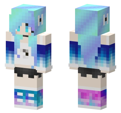 Luna Blue Hair Minecraft skin