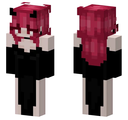 Maroon Hair Devil Girl Minecraft skin