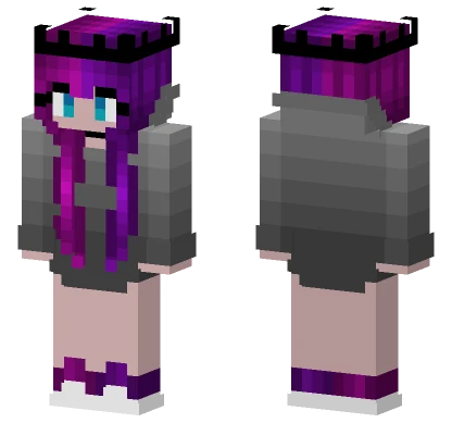 Medium Gray Hoodie Pink Hair Minecraft skin