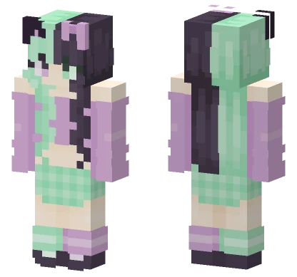 Mint and Lavender Hoodie Minecraft skin