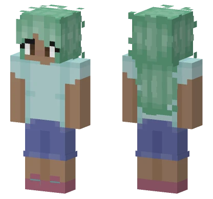 Mint Green Hair Girl Minecraft skin