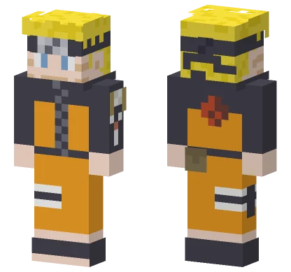 Naruto Uzumaki Shippuden Orange Jacket Minecraft skin