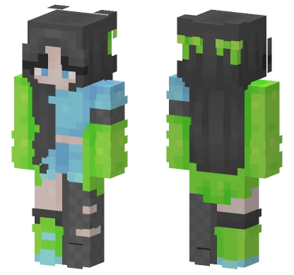 Neon Blue Lime Green Minecraft skin