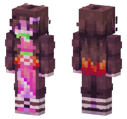 Nezuko Kamado Pink Outfit Minecraft skin