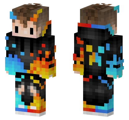 Orange and Blue Mohawk Minecraft skin