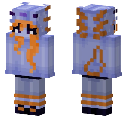 Axolotl Girl Blue Minecraft skin
