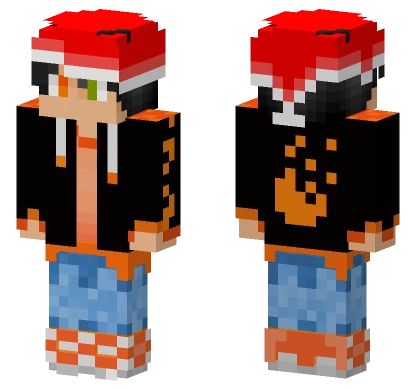 Orange Hoodie With Paw Minecraft skin