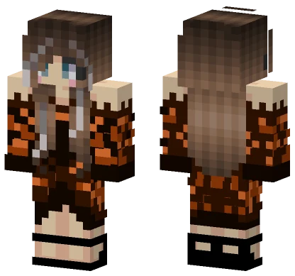 Orange Leaf Dress Girl Minecraft skin