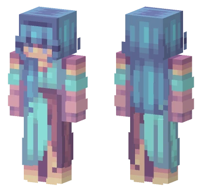 Pastel Blue Hair Girl Minecraft skin