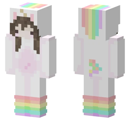 Pastel Rainbow Unicorn Girl Minecraft skin
