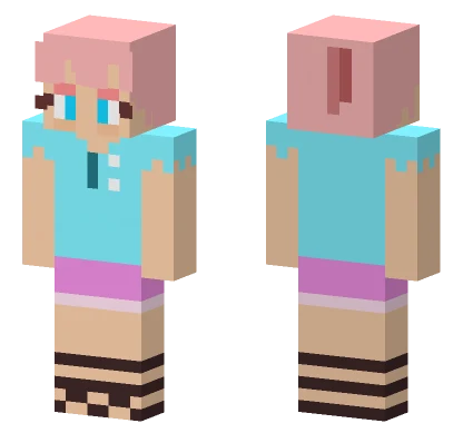 Pearl Pink Hair Girl Minecraft skin