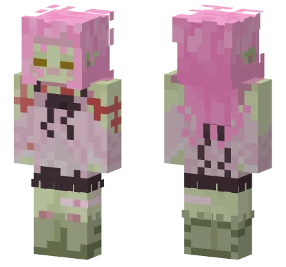 Pink and Green Golem Minecraft skin