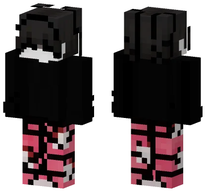 Pink Black Crown Boy Minecraft skin