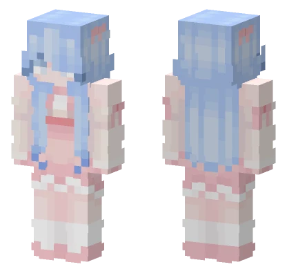 Pink Blue Hair Girl Minecraft skin