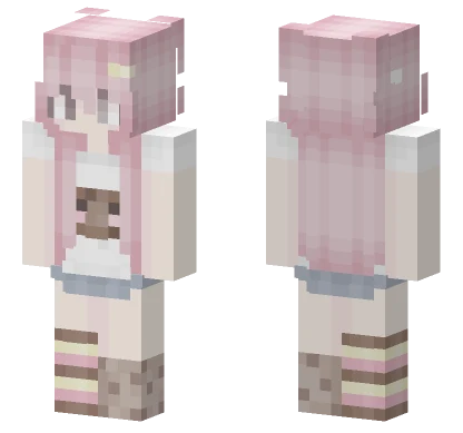 Pink Boba Drink Girl Minecraft skin