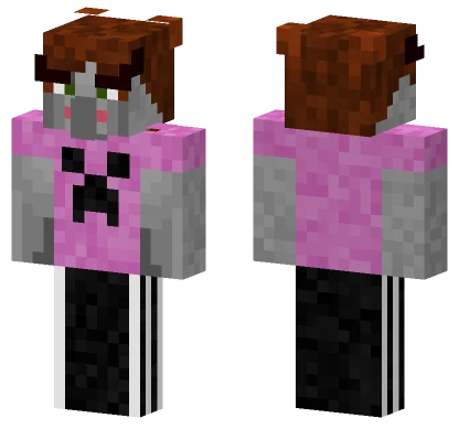 Pink Cat Girl Minecraft skin
