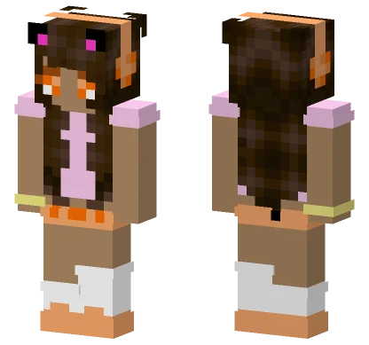 Pink Cat Girl Minecraft skin
