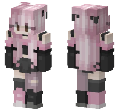 Pink Cat Girl Minecraft skin