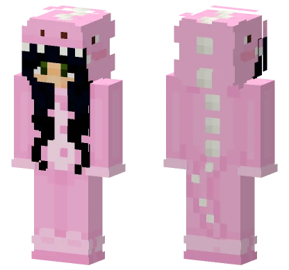 Pink Dino Girl Minecraft skin