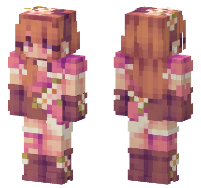 Pink Floral Dress Minecraft skin