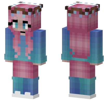 Pink Hair Blue Fade Sweater Girl Minecraft skin