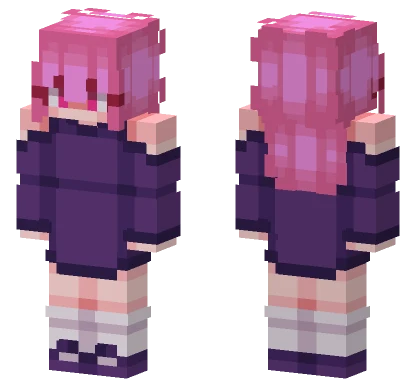 Pink Hair Purple Dress Girl Minecraft skin