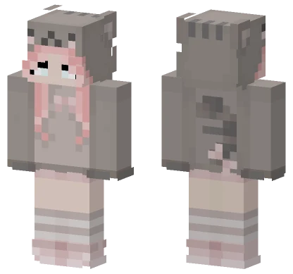Pink Haired Pusheen Girl Minecraft skin
