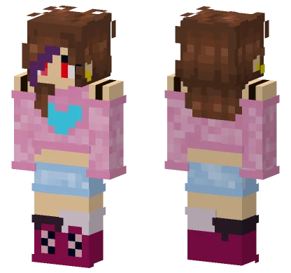 Pink Heart Dress Girl Minecraft skin