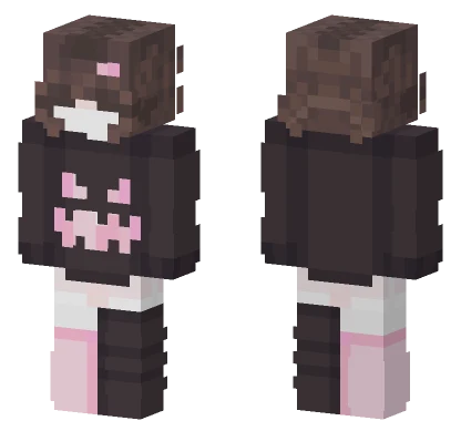 Pink Jack O Lantern Brunette Minecraft skin