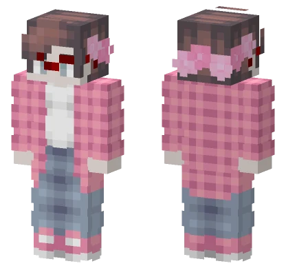 Pink Plaid Overalls Girl Minecraft skin