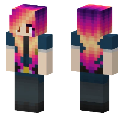 Pink Purple Hair Girl Minecraft skin