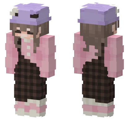 Pink Purple Hat Girl Minecraft skin