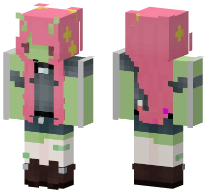 Pink Sparkle Hair Girl Minecraft skin