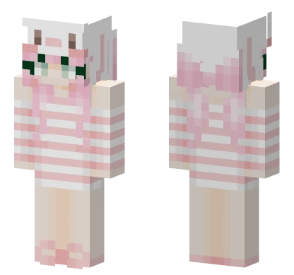 Pink Striped Dress Girl Minecraft skin