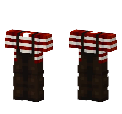 Pirate Red Stripe T-Shirt Overalls Minecraft skin
