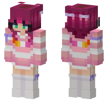Pretty Party Girl Magenta Hair Minecraft skin