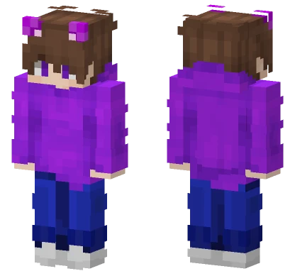Purple Cat Ears Girl Minecraft skin