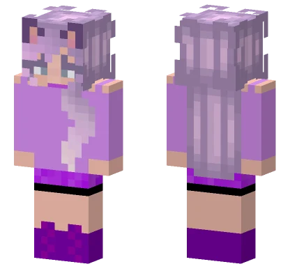 Purple Cat Girl Minecraft skin