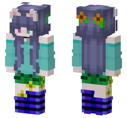 Purple Cat Girl Minecraft skin