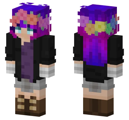 Purple Flower Crown Girl Minecraft skin