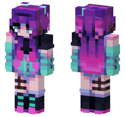 Purple Lightning Girl Minecraft skin