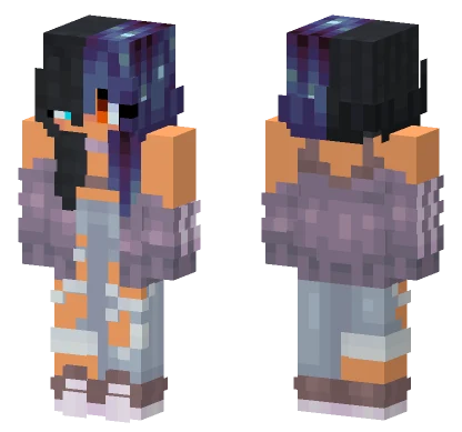 Purple Starry Hair Girl Minecraft skin