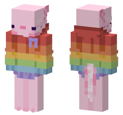 Rainbow Axolotl Minecraft skin