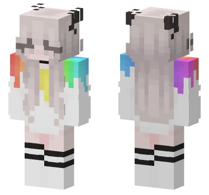 Rainbow Cat Girl Minecraft skin