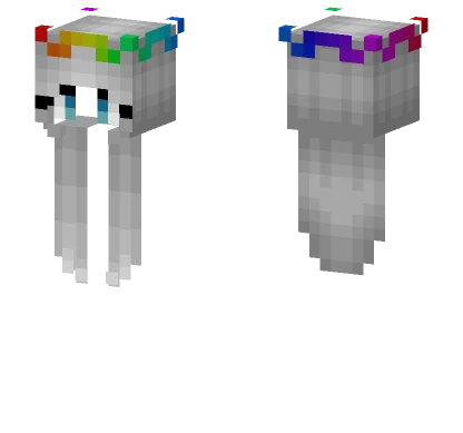 Rainbow Crown Silver Hair Minecraft skin