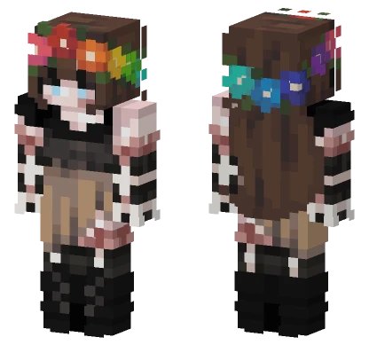 Rainbow Flower Crown Girl Minecraft skin