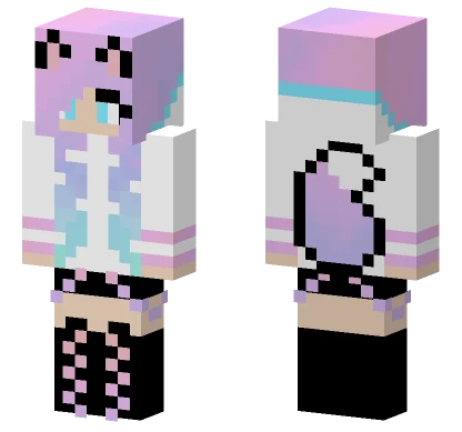 Rainbow Fox Girl Minecraft skin