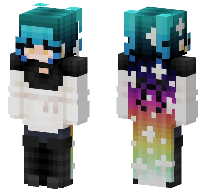 Rainbow Hair Girl Minecraft skin