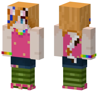 Rainbow Heart Dress Girl Minecraft skin