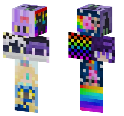 Rainbow Pixel Hair Minecraft skin